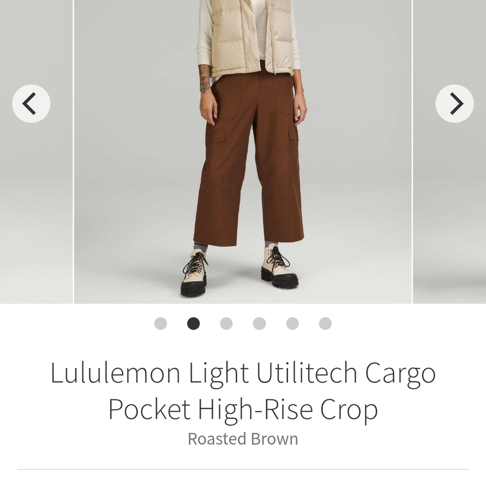 lululemon athletica Brown Cargo Pocket High-Rise Crop Pants